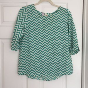 Mint Chevron blouse